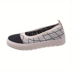 Women's Geometric Platform Loafers Slip On Shoes Comfortable Flat Shoes