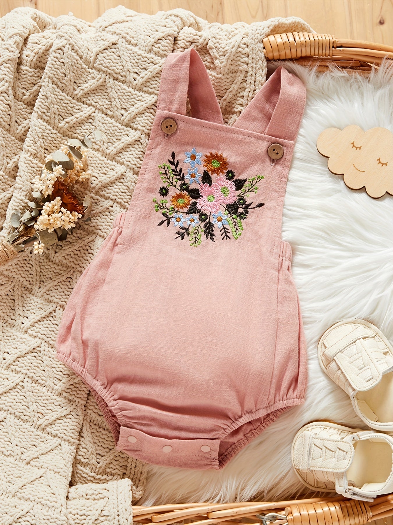 Baby Girls Embroidered Sleeveless Onesie Clothes