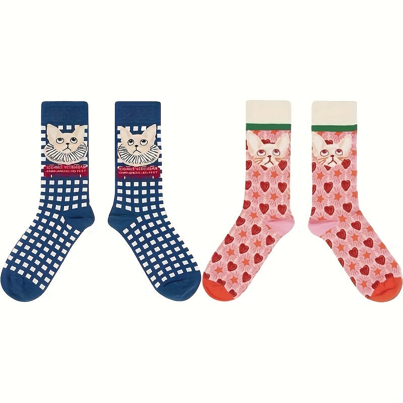 6 Pairs Cartoon Print Socks Women's Mid Tube Stockings