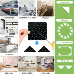 8pcs Rug Grippers Non Slip Rug Pad For Area Rugs Non Skid Reusable