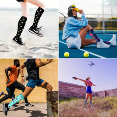 6 Pairs Copper Compression Socks 10-20 mmHg Knee High for Women Men