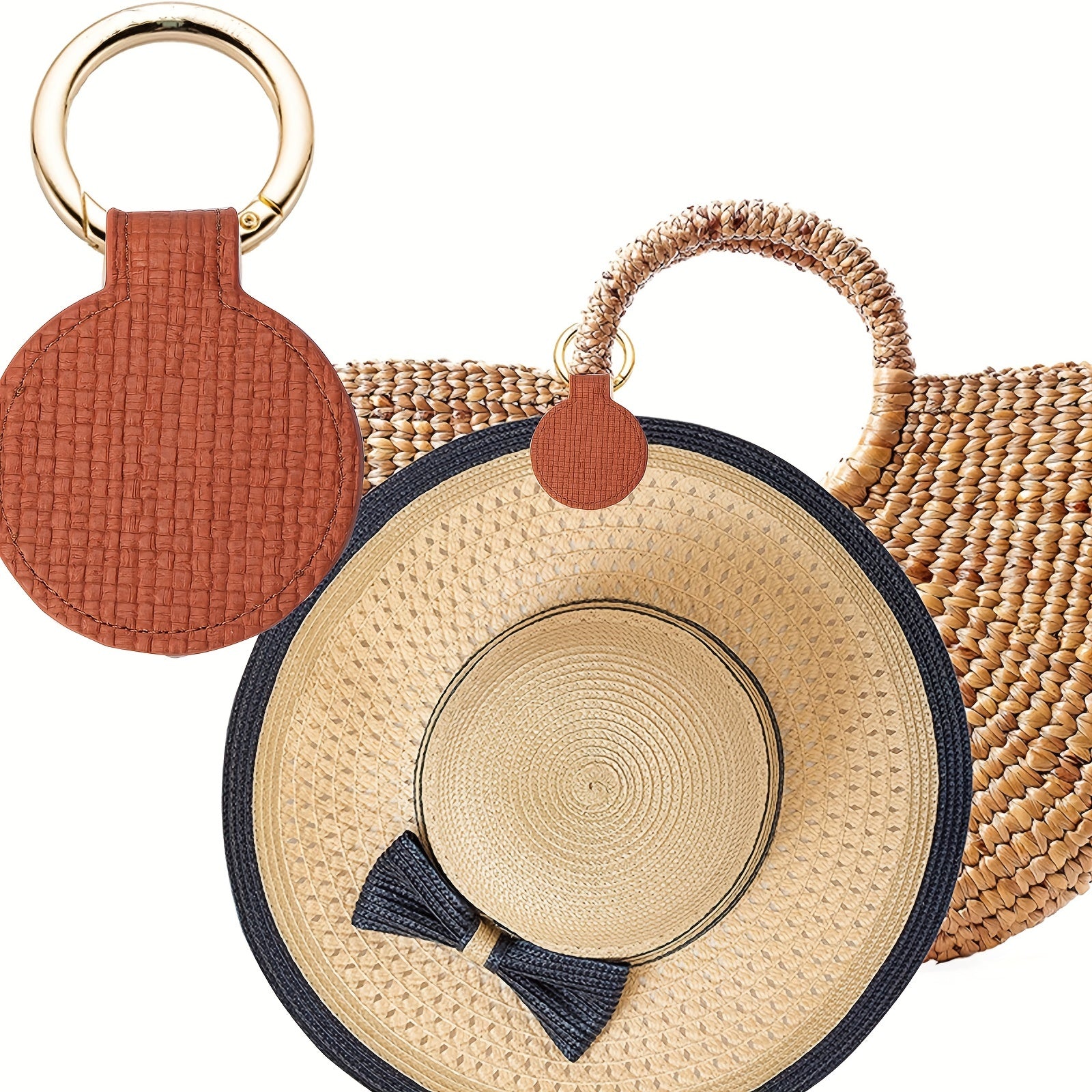 Magnetic Hat Clip Handbag Backpack Holder PU Leather Travel Accessories