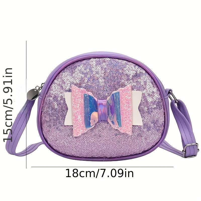 Kids' Glitter Crossbody Bag with Bow Decor