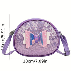 Kids' Glitter Crossbody Bag with Bow Decor