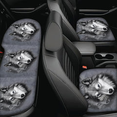 Gray Wolf Print Car Seat Cushion Set