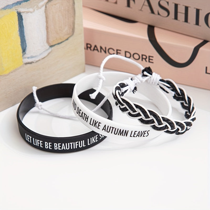 3 Pcs Sports Silicone Woven Bracelet Accessories