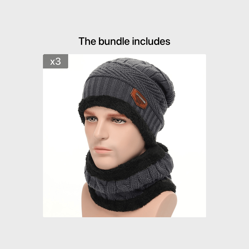 Men's Winter Beanie Hat Fleece Lined Knit Cap Neck Warmer