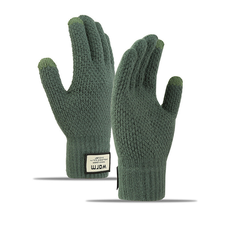 Men's Woolen Fleece Warm Windproof Gloves for Winter Cycling