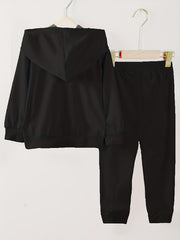 Boy's Crown Pattern 2pcs Sweatshirt & Sweatpants Set KING Print Outfit