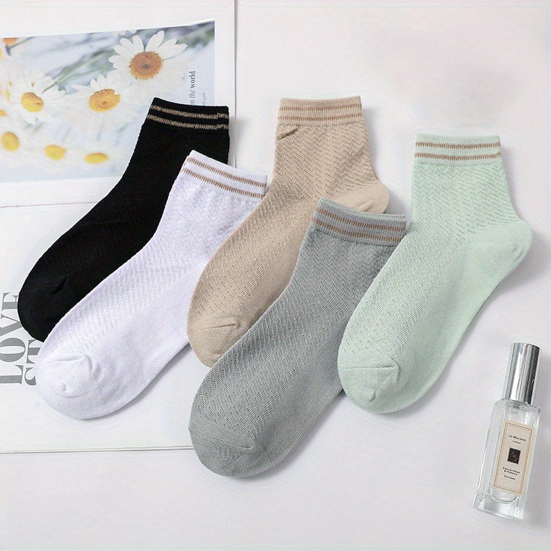 Women's Striped Crew Socks - Comfy & Breathable Short Socks