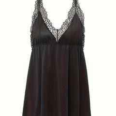 Lace V Neck Babydoll Dress