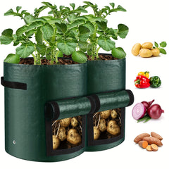 2pcs Potato Grow Bags Planting Growing Bag With Flap And Handles Green