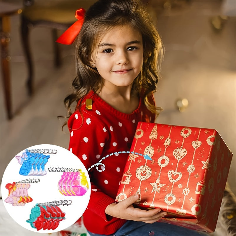 Christmas Party Favors Pop Fidget Toys Keychain Prizes Goodie Bag Stuffers