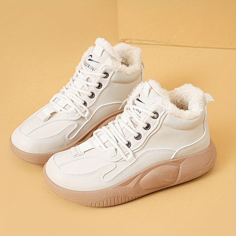 Women's Snow Boots Faux Fur Lining Thermal Winter Ankle High Shoes