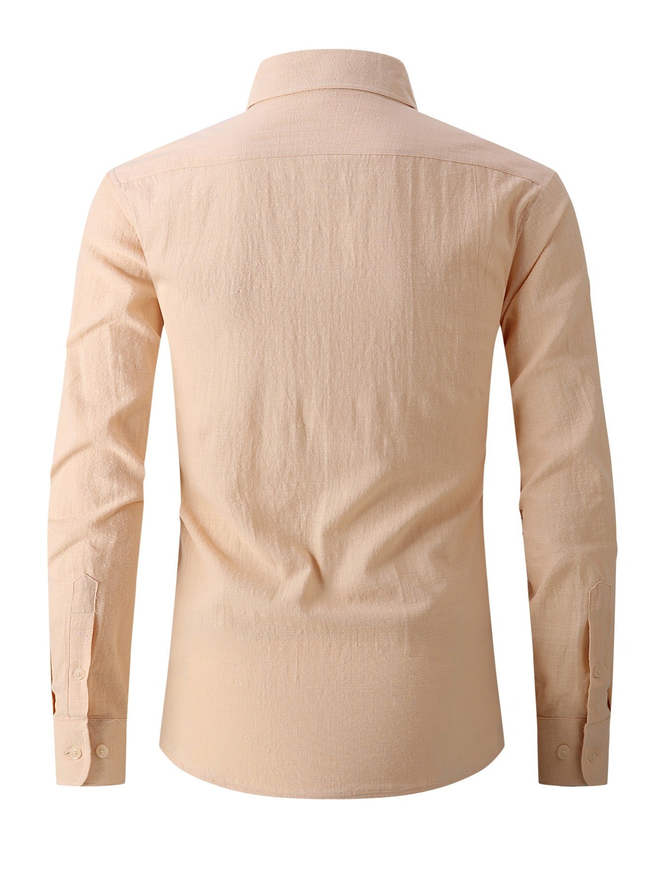 Men's Plus Size Solid Faux Linen Long Sleeve Shirt