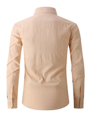 Men's Plus Size Solid Faux Linen Long Sleeve Shirt