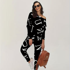 Casual Two Piece Set Long Sleeve Crew Neck Tops & Slim Pants