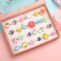 24pcs Little Girl Ring Box Dress Up Toys for 4-12 Year Old Girl's Birthday Gift