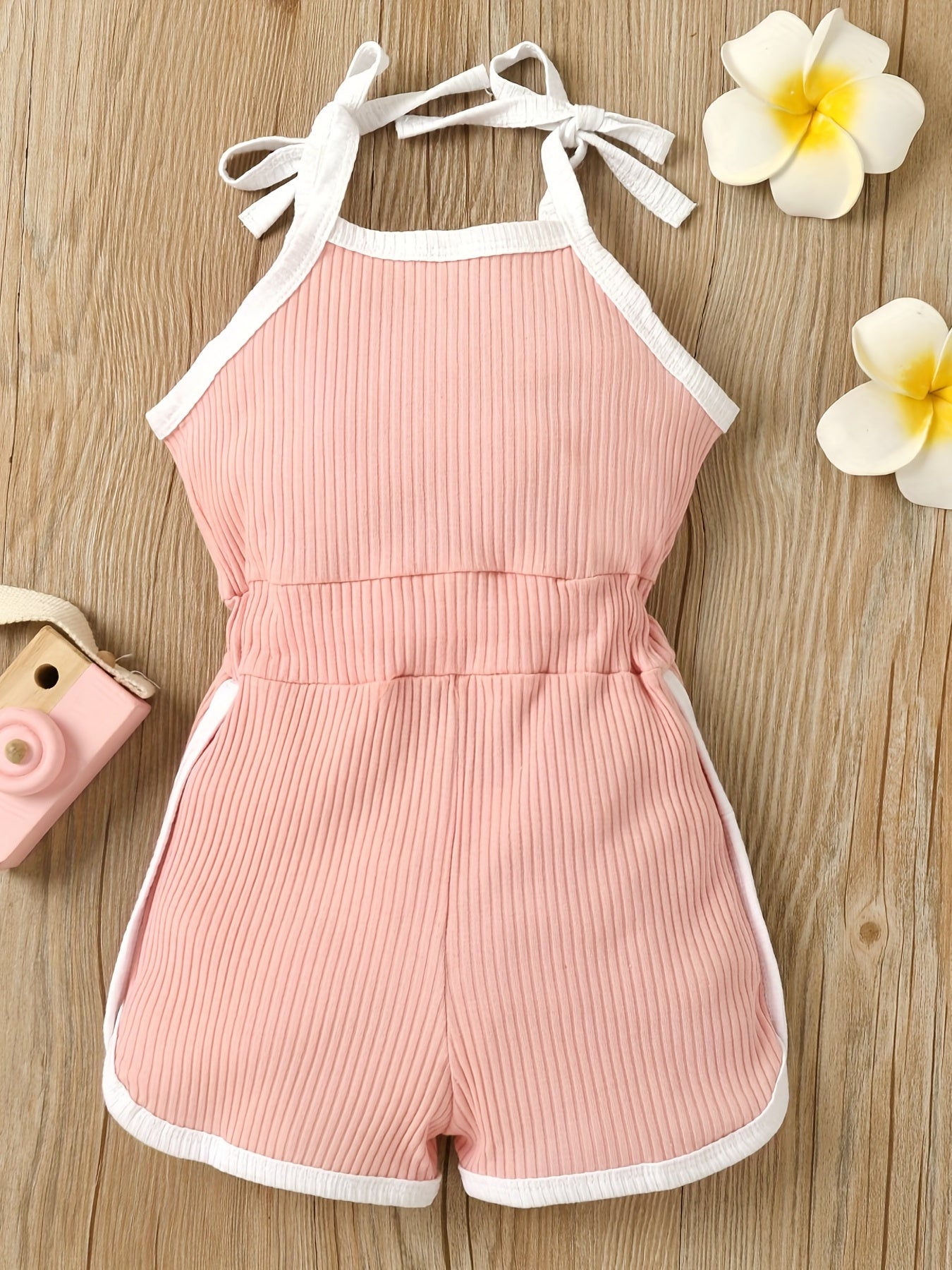 Toddler Girls Tie Shoulder Bow Cami Rompers