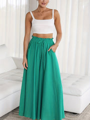 Boho Drawstring Wide Leg Pants for Women