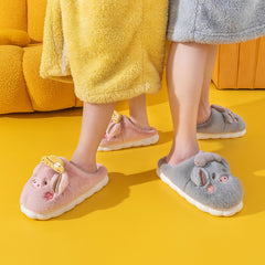Men's Piggy Plush Slippers Warm Couple House Shoes Winter Autumn