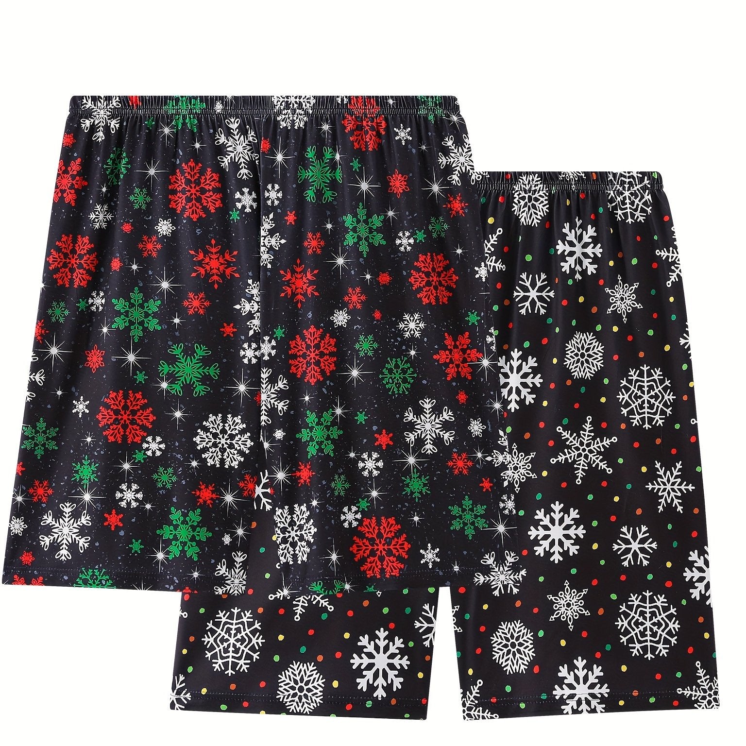 2 Pack Plus Size Christmas Sleepwear Bottoms Set Women's Plus Snowflake & Polka