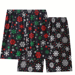 2 Pack Plus Size Christmas Sleepwear Bottoms Set Women's Plus Snowflake & Polka
