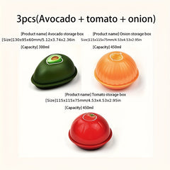3pcs Veg & Fruit Crisper Fresh Container Reusable Sealed Storage Box