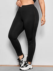 High Rise Solid Leggings Women's Plus High Stretch Skinny Pants