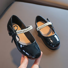 Girls Rhinestone Bow Ballet Shoes Lightweight Non Slip Dress Shoes