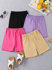 4pcs Girls Cotton Shorts Set Elastic Waist Comfy Dance Ballet Skirt