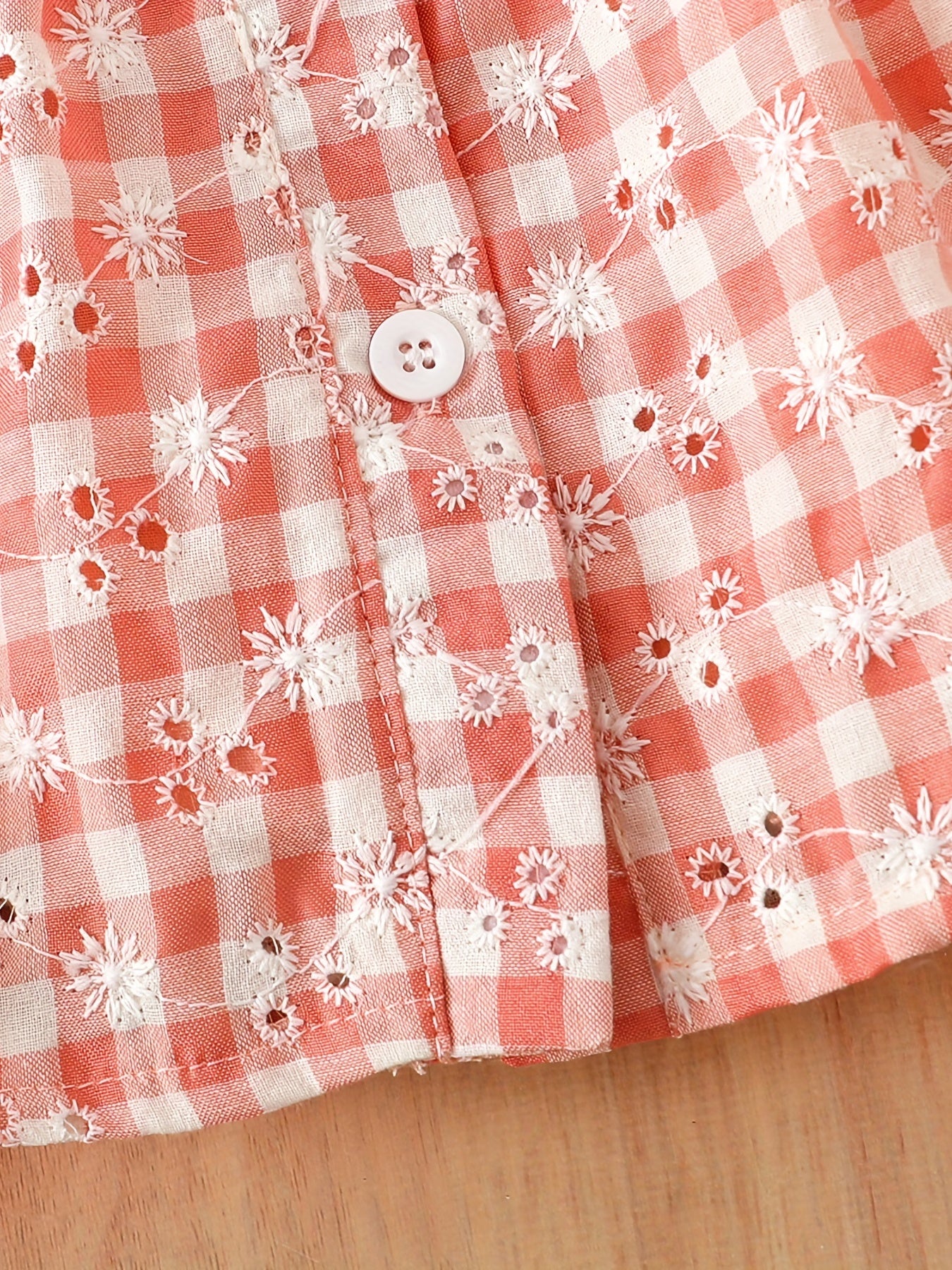Plaid Embroidered Ruffle Collar Vest Dress Headband Set