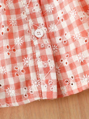 Plaid Embroidered Ruffle Collar Vest Dress Headband Set