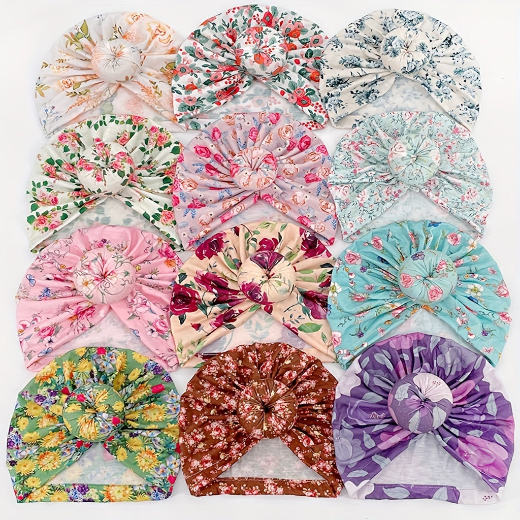 Newborn Floral Turban Hat Cap Beanie For Baby Boys And Girls