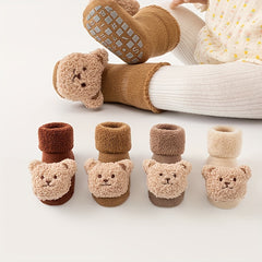 2 Pairs Kids Non-Slip Floor Socks Warm Comfy Toddlers Children's Socks