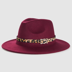 Men's Leopard Print Woolen Felt Hat with Decoration