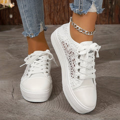 Women's Breathable Mesh Sneakers Casual Lace Up Low Top Shoes