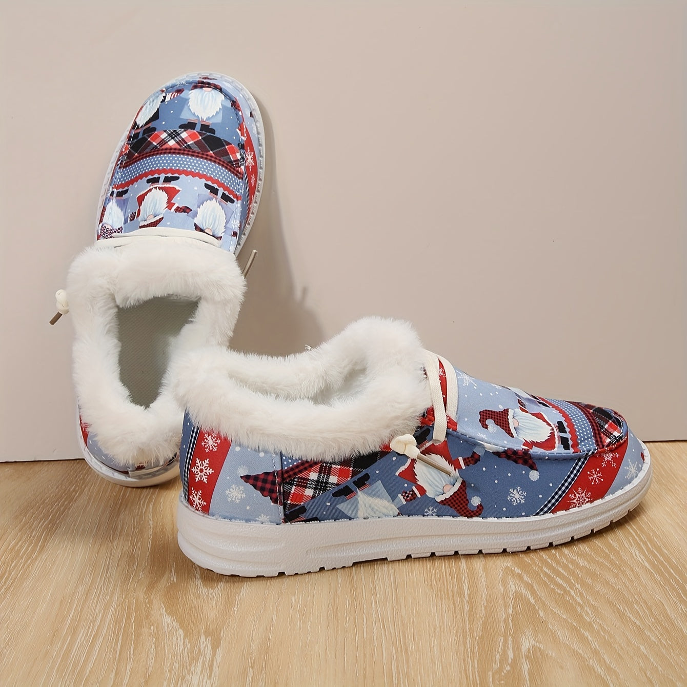 Christmas Santa Snow Shoes Fleece Lined Casual Winter Sneakers