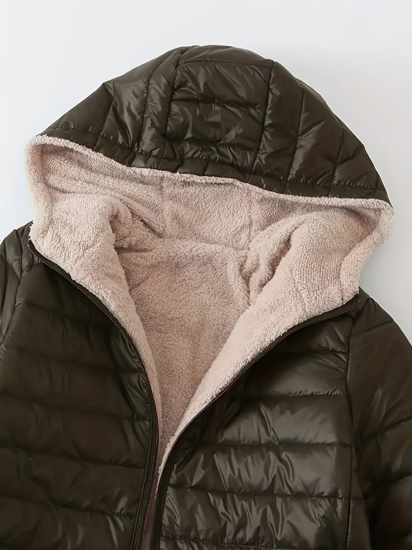 Hooded Slim Fit Fleece Padded Jacket Women's Winter Coat