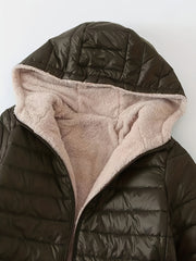 Hooded Slim Fit Fleece Padded Jacket Women's Winter Coat