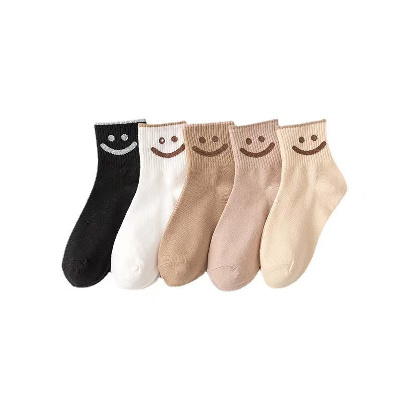 5 Pairs Smiling Face Thermal Socks for Winter Women's