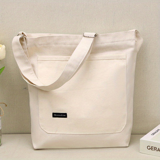 Solid Canvas Crossbody Bag Large Capacity Shoulder Bag For Travel