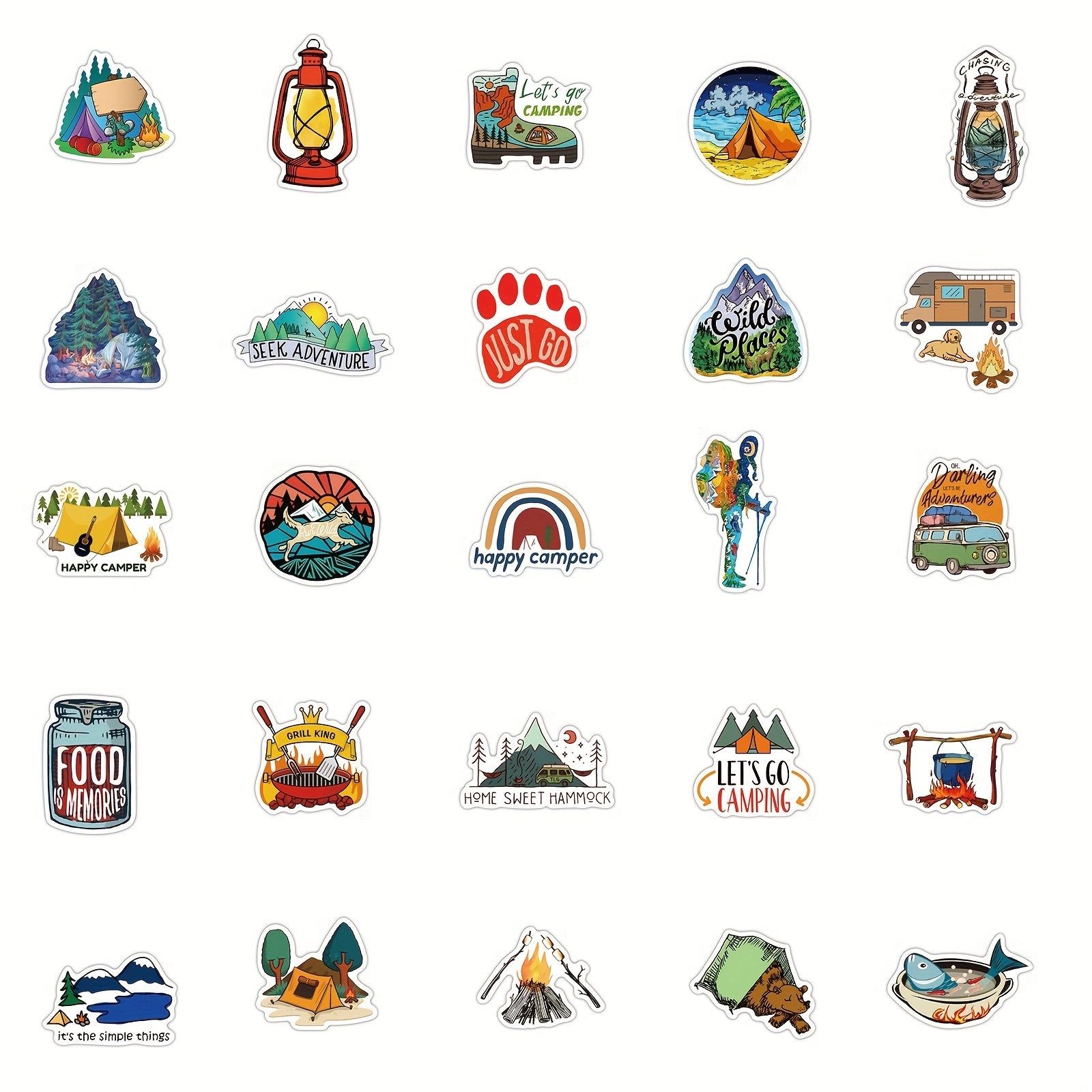 50pcs Outdoor Camping Sticker Waterproof Vinyl Sticker Pack for Teens