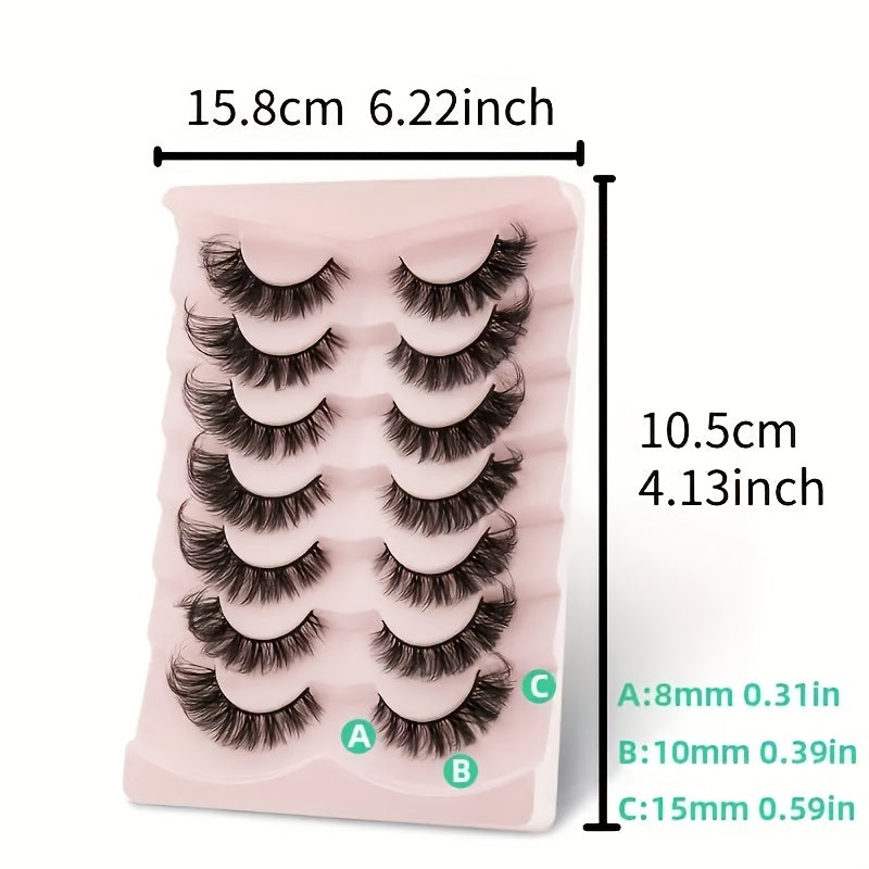 7 Pairs Cat Eye Dramatic False Eyelashes 8D Fluffy Extension Volume