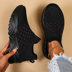 Women's Breathable Knit Sneakers Comfortable Low Top Shoes