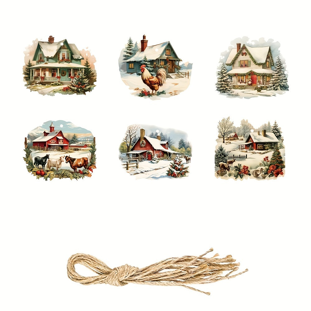 6pcs Christmas Farm Hanging Ornaments Xmas Tree Decorations