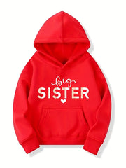 Big Sister Pattern Smart Hoodie For Girls Party Casual Long Sleeve Top
