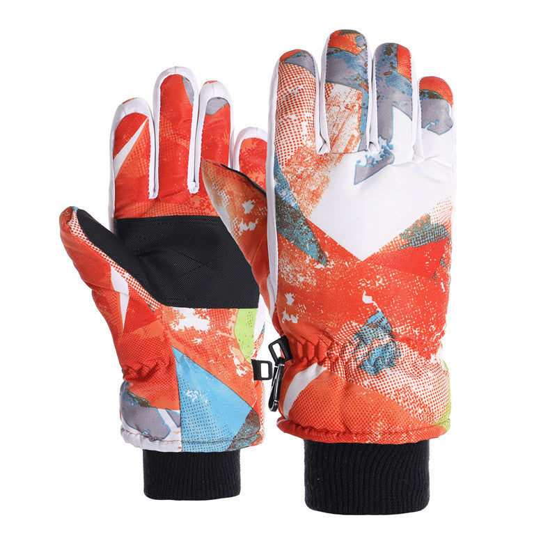 Kids Ski Gloves Winter Waterproof Non-slip Gloves Thickened Fleece