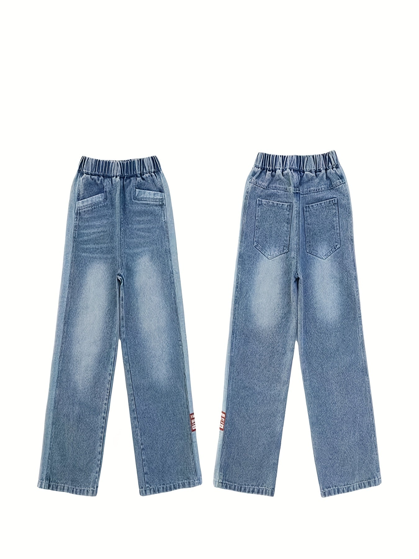 Girls' Wide Leg Jeans Spring Autumn Trousers Loose Straight Leg Western Style