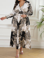 Colorblock Leopard Print Maxi Dress
